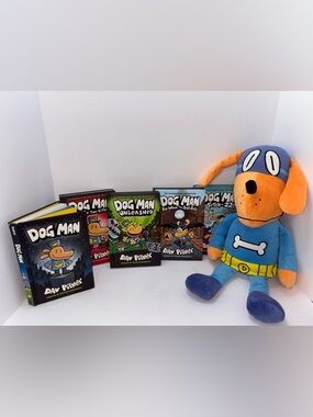 Dog Man Plush Toy and Books Set of 5